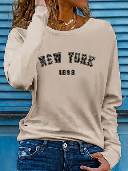 Ava – t-shirt mit rundhalsausschnitt und new york-print