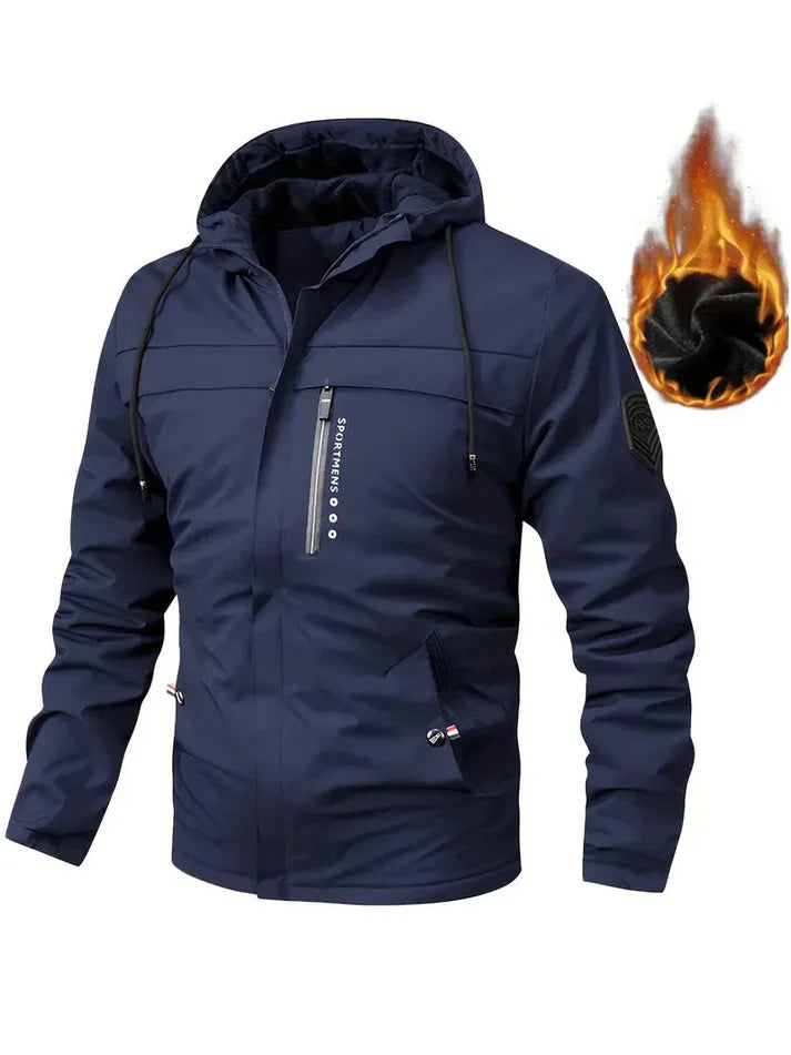 Warme winterjacke mit fell innenfutter und taschen für herren | ideal für winter