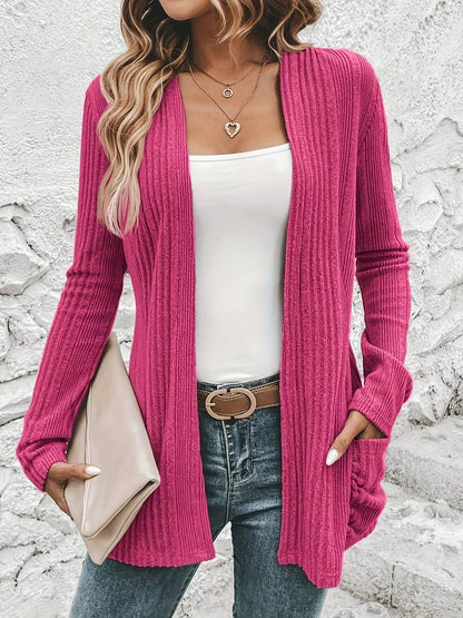 Scarlett – langärmliger cardigan mit offener vorderseite und zwei taschen