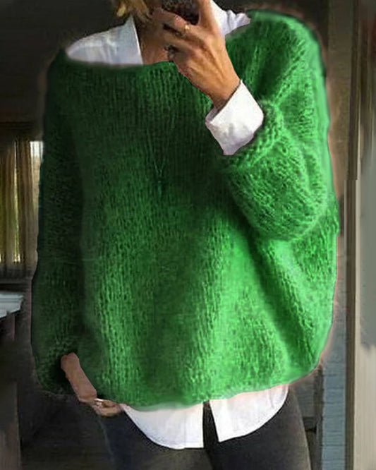 Farbiger pullover mit rundhalsausschnitt