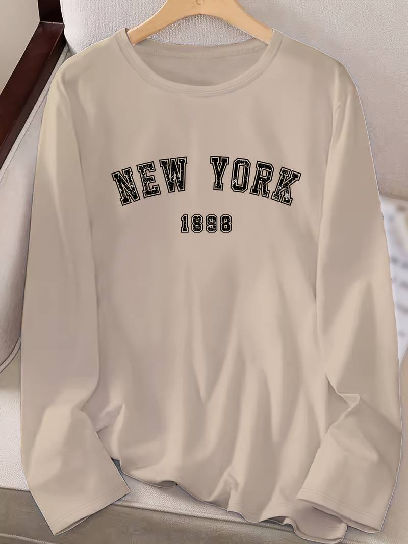 Ava – t-shirt mit rundhalsausschnitt und new york-print