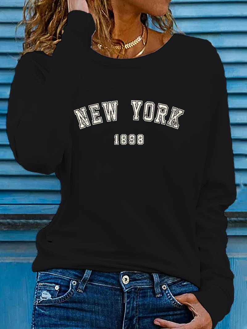 Ava – t-shirt mit rundhalsausschnitt und new york-print