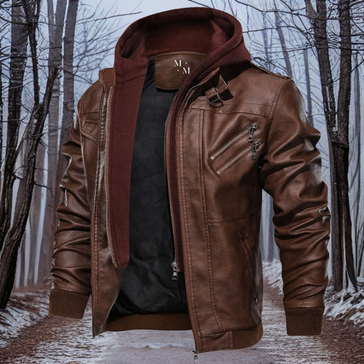 Heat leather – hochwertige warme lederjacke mit kapuze