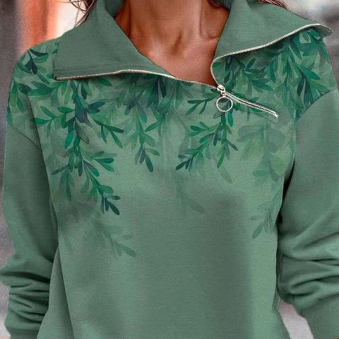 Eva – grüner pullover mit reißverschluss