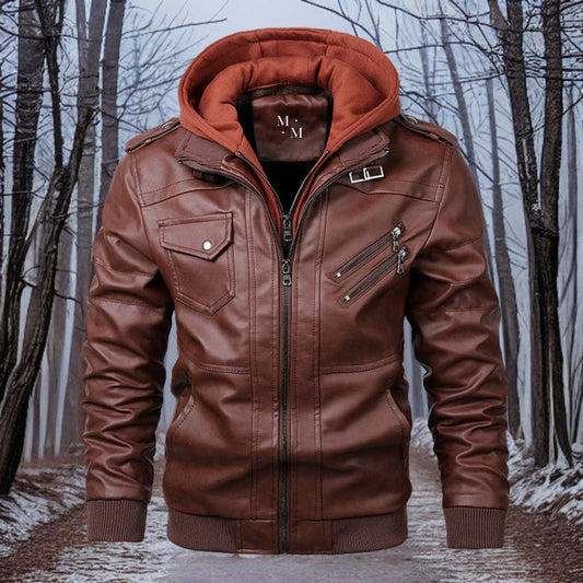 Heat leather – hochwertige warme lederjacke mit kapuze