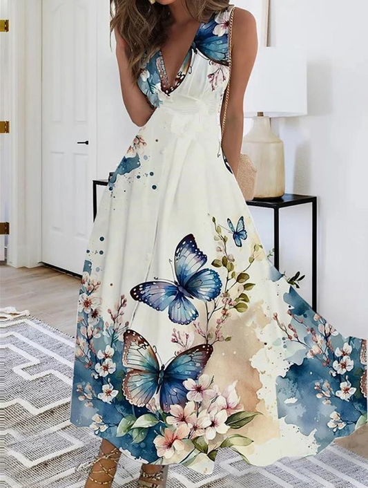 Danielle – ärmelloses maxikleid mit romantischem blumendruck