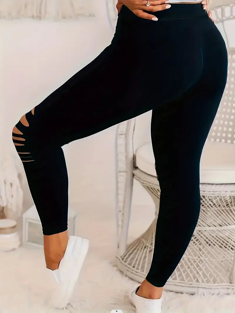 Sophia – einfarbige, zerrissene leggings