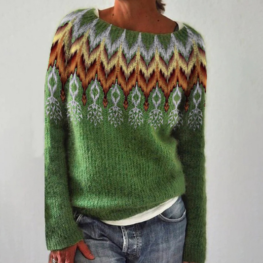 Ryan – warmer vintage-pullover mit rundhalsausschnitt