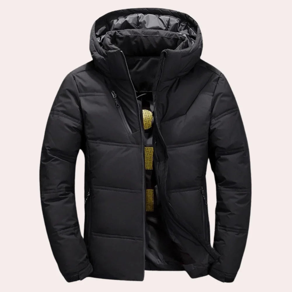 Warme herrenjacke mit kapuze