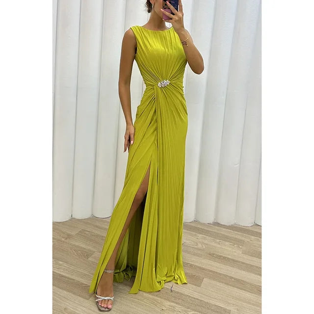 Gelbgrünes maxi-abendkleid - valentina