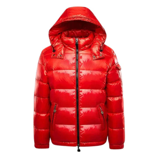 Rot Puffer Jacke Herren Glänzend