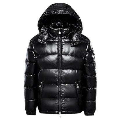 Schwarz Puffer Jacke Herren Glänzend