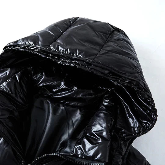 Schwarz Puffer Jacke Herren Glänzend