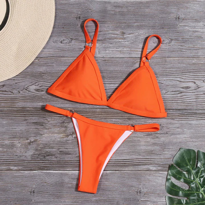 Luisa - oranger bikini mit ringdetails