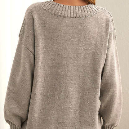 Kaschmirpullover - Damen Strickpullover mit V-Ausschnitt - Langarm Pullover-Leyna Moda