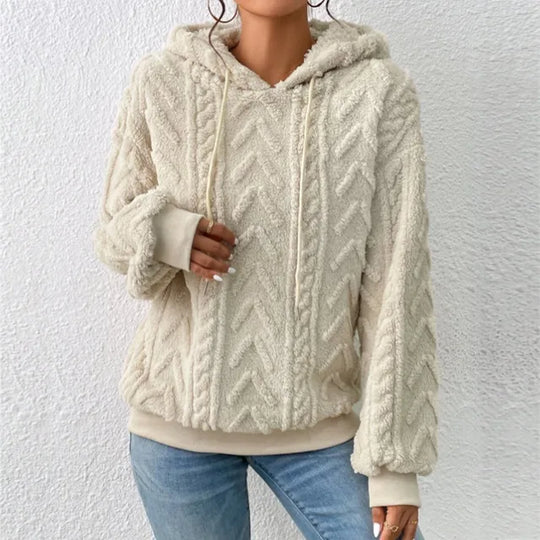 Lässiger - kapuzenpullover aus teddyfleece von sol l