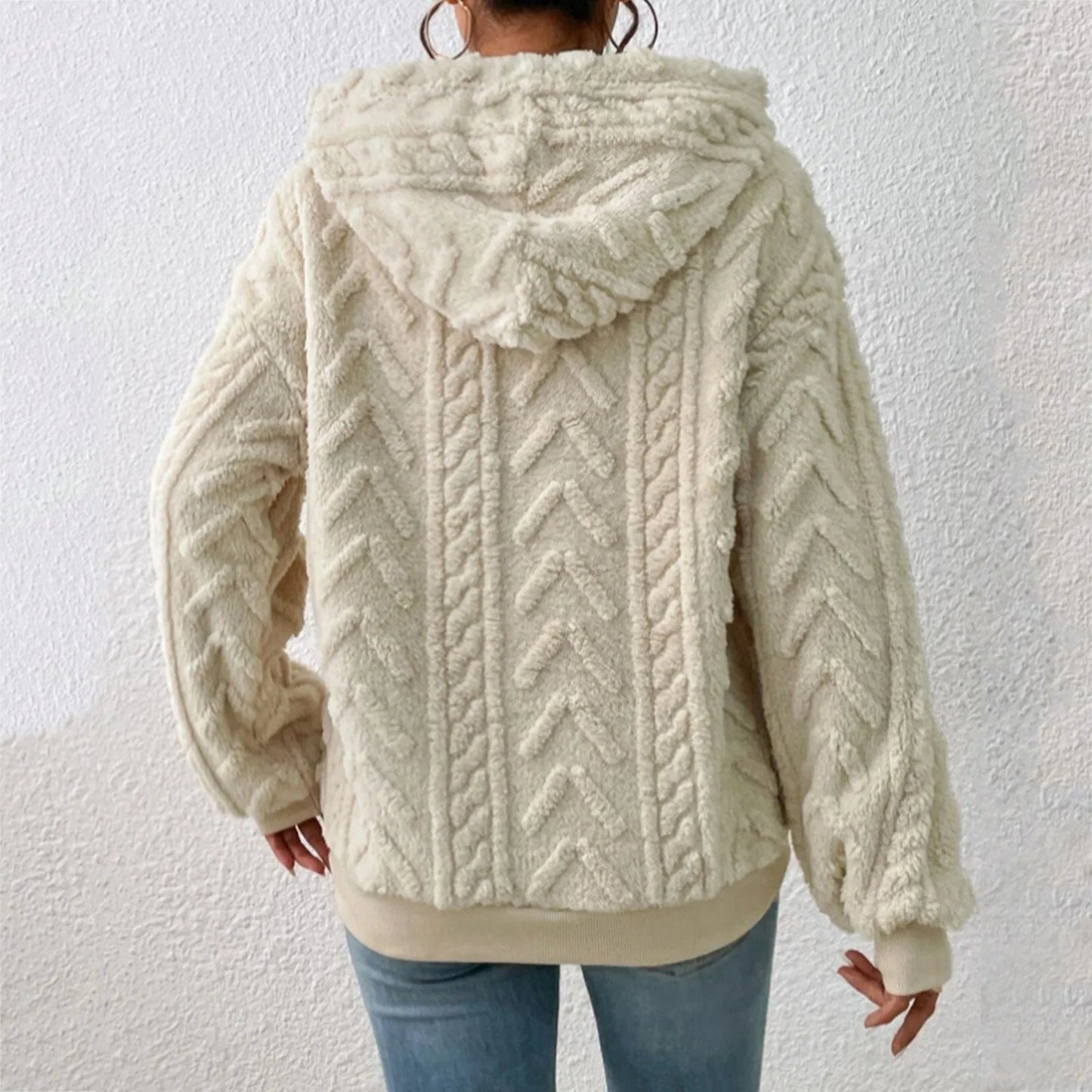 Lässiger - kapuzenpullover aus teddyfleece von sol l