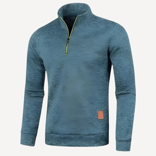 Tasche - stylischer fleece-herrenpullover mit halbem reißverschluss