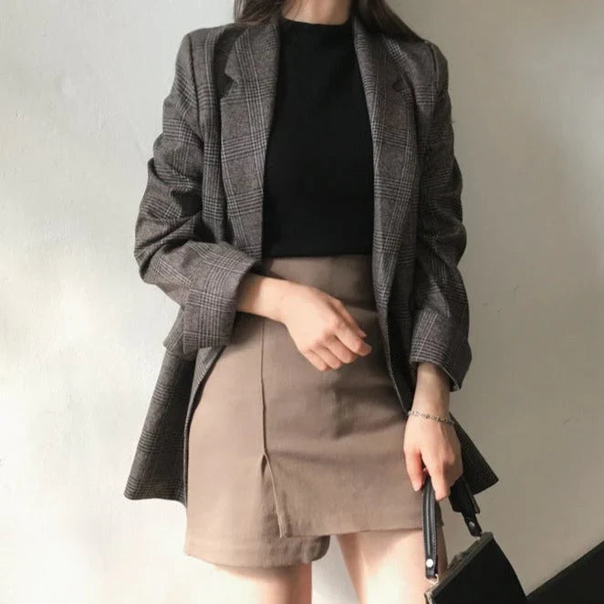 Flina -  blazer mit karierter jacke