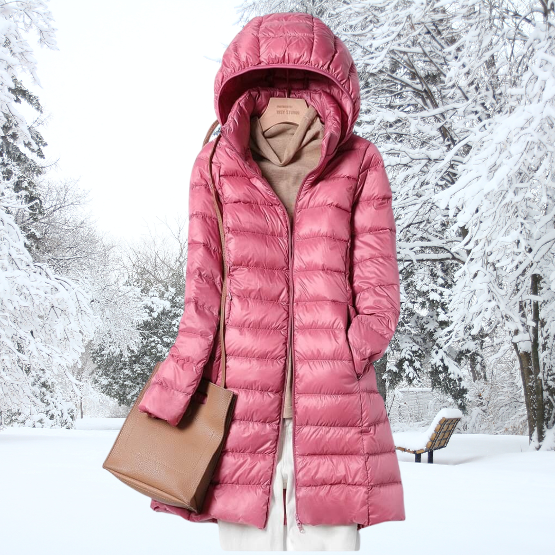 Klassische - wattierte winterjacke mit kapuze für damen