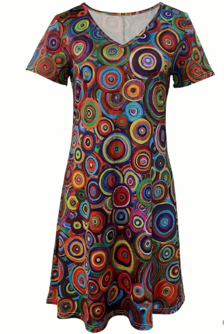 Ella – mehrfarbiges boho-kleid mit grafikdruck