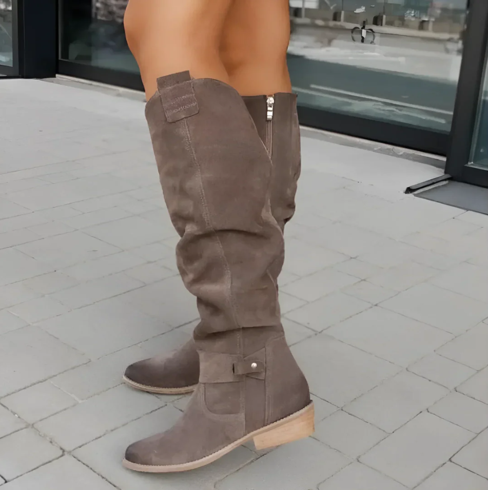 Felicia - luxus-damenstiefel aus wildleder mit rutschfester sohle