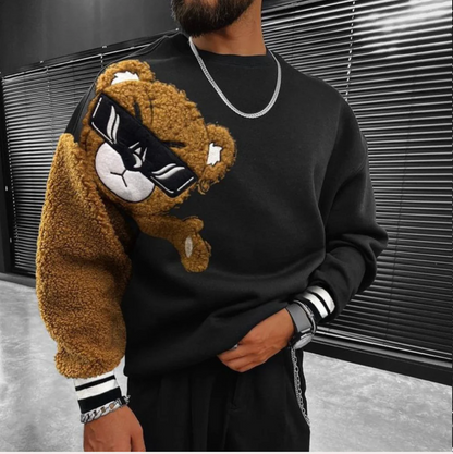 Bernd - sweatshirt mit cartoon-bär-stickerei für herren