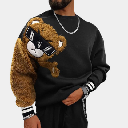 Bernd - sweatshirt mit cartoon-bär-stickerei für herren