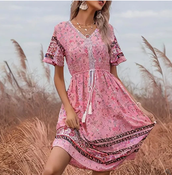 Lily – ethnisch bedrucktes boho-kleid