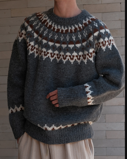 Ali – retro-strickpullover mit rundhalsausschnitt für herren