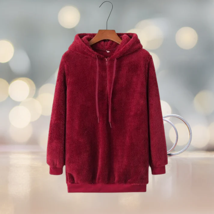 Ysabeau - fleece-pullover mit kapuze für frauen