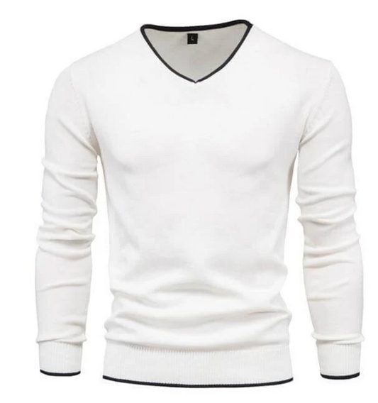 Slim-fit-pullover aus sterlingsilber mit v-ausschnitt