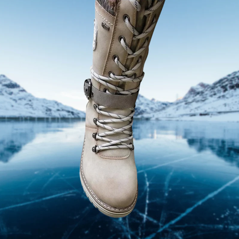 Bequeme und stilvolle damen-winterstiefel aus leder