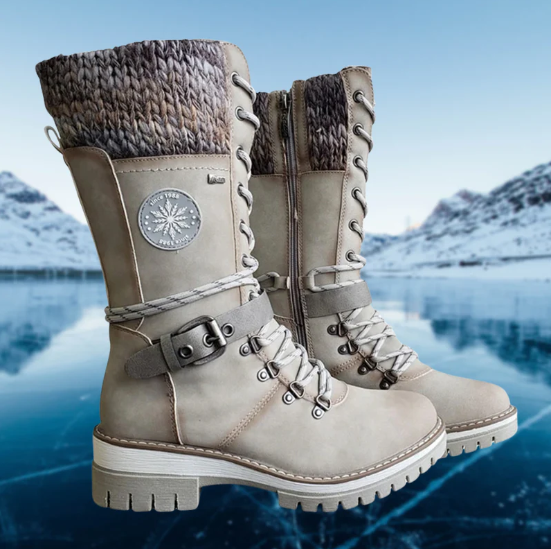 Bequeme und stilvolle damen-winterstiefel aus leder