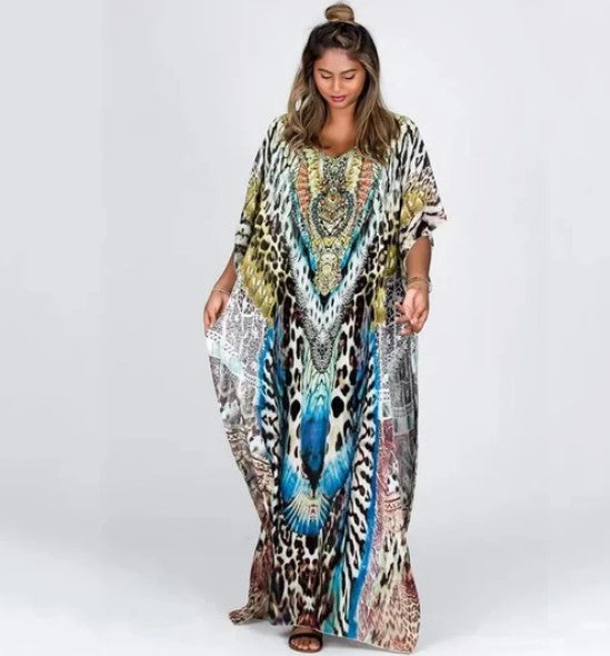 Harper – mehrfarbiges boho-kleid mit grafischem print