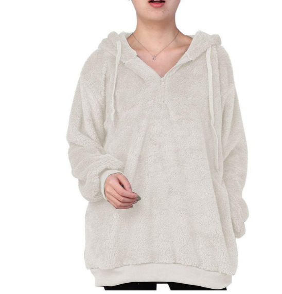 Zera - damen-fleece-sweatshirt mit reibverschluss am ausschnitt