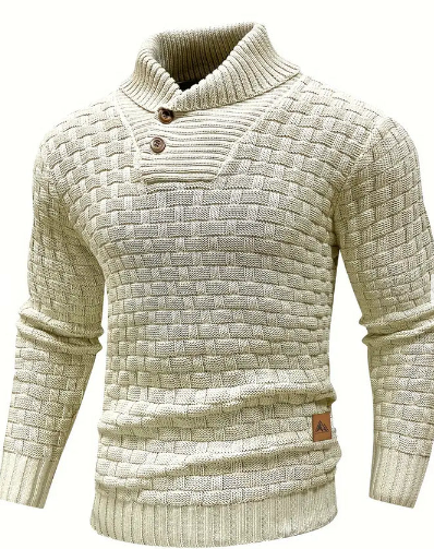 Strickpullover mit schalkragen und knopfverschluss für herren