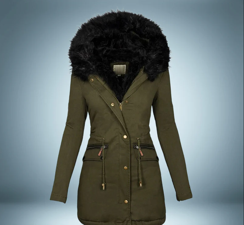 Eleganter parka mit pelzkragen