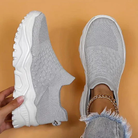 Slip-on-sneaker, gestrickt, atmungsaktiv, orthopädische schuhe, damen-sneaker