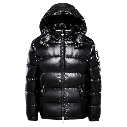 Puffer Jacke Herren Glänzend Schwarz