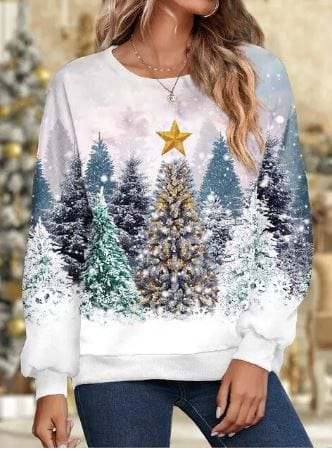 Weihnachtspullover | Glitzer | Langarm | Weihnachtspulli | Damenbekleidung-Leyna Moda