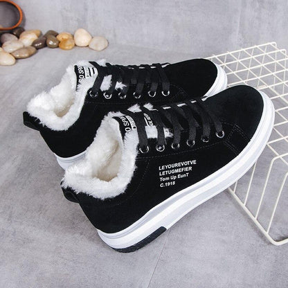 Winter Sneakers - Damen Schnürschuhe mit Shearling-Futter-Leyna Moda