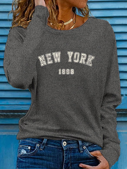 Ava – t-shirt mit rundhalsausschnitt und new york-print