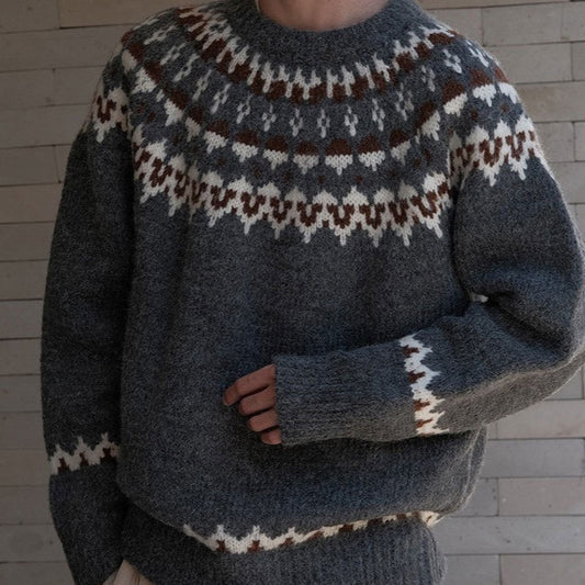 Ahmed – vintage-strickpullover mit rundhalsausschnitt für männer