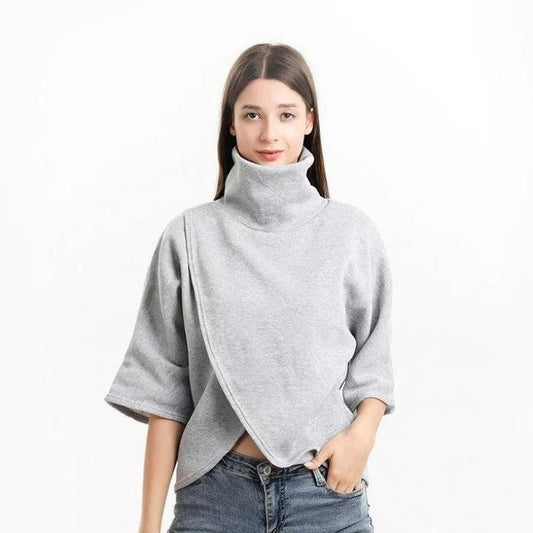 Xenia - poncho-pullover mit rollkragen für damen