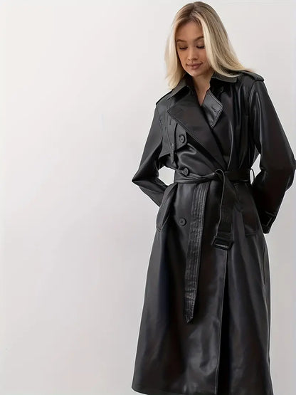 Winona - trenchcoat lederjacke mit gürtel