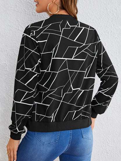 Nahomy – langarmjacke mit geo-print und reißverschluss