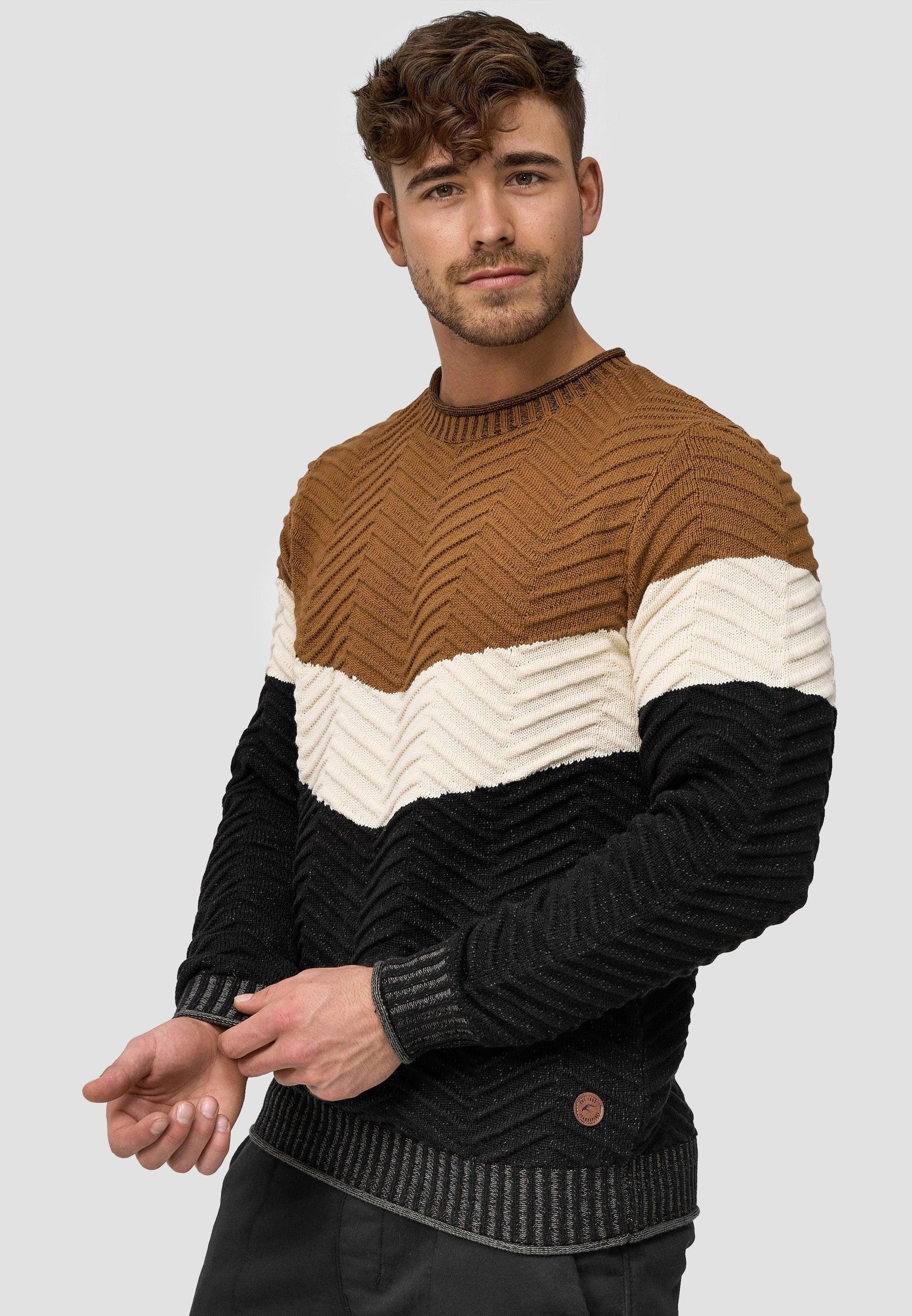 Indicode Herren Dean Pullover mit Ripp-Bündchen & Rundhals-Ausschnitt - INDICODE