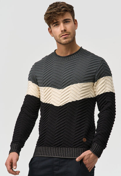 Indicode Herren Dean Pullover mit Ripp-Bündchen & Rundhals-Ausschnitt - INDICODE