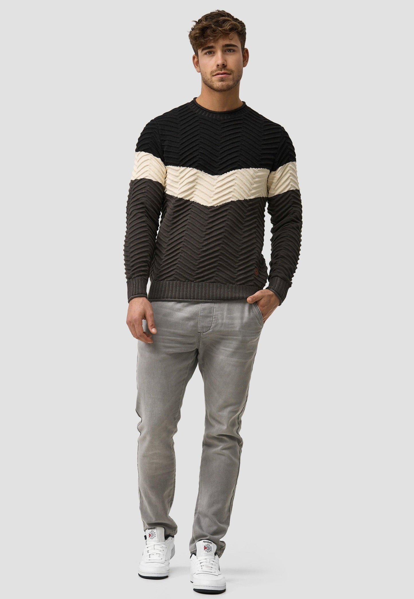 Indicode Herren Dean Pullover mit Ripp-Bündchen & Rundhals-Ausschnitt - INDICODE